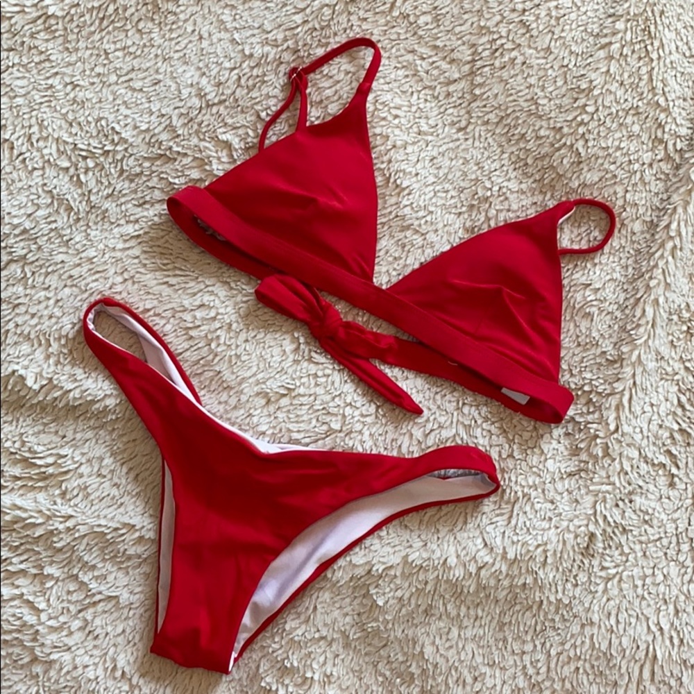 Red Triangle Top Bikini